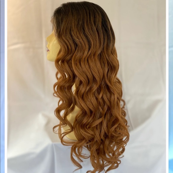 New fall 2025 lace wig long wavy curls Ombre main image 5